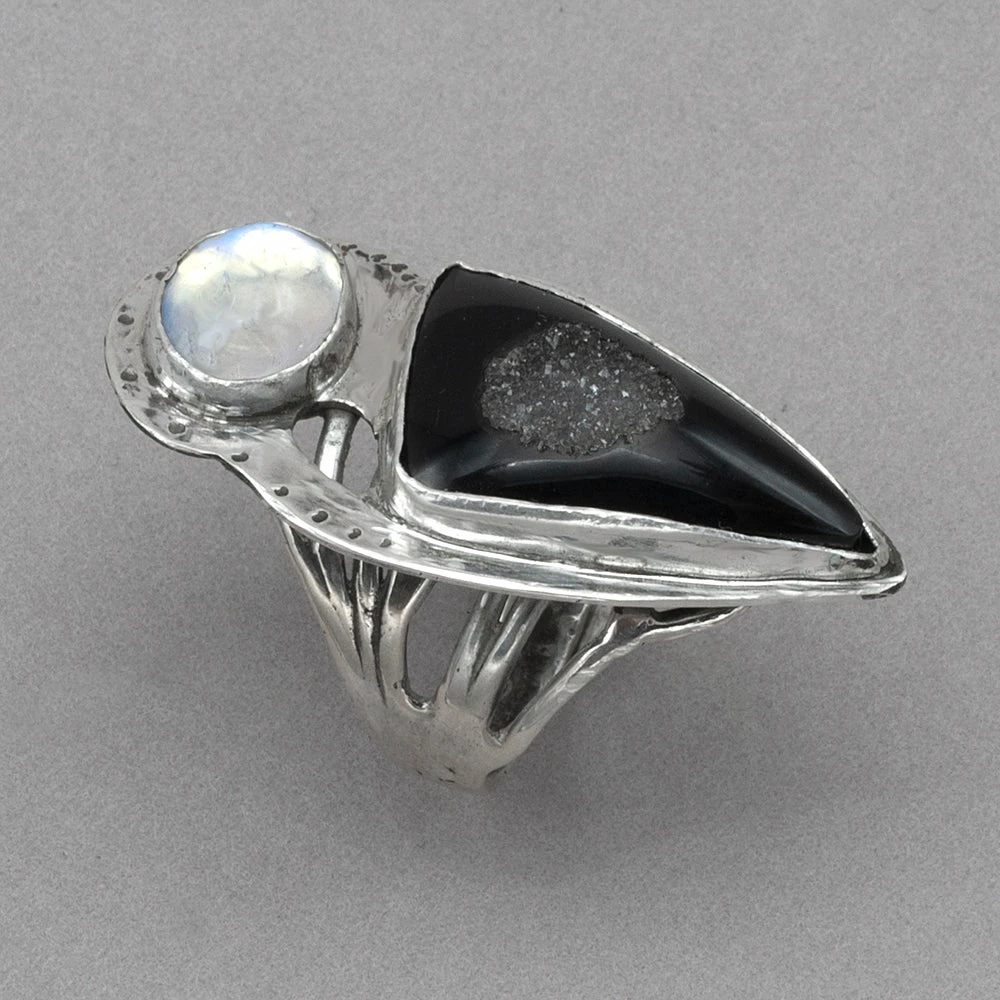 Jim Kelly Black Onyx Druzy And Moonstone Ring Rings 5 Jim Kelly Black Onyx Druzy And Moonstone Ring Rings