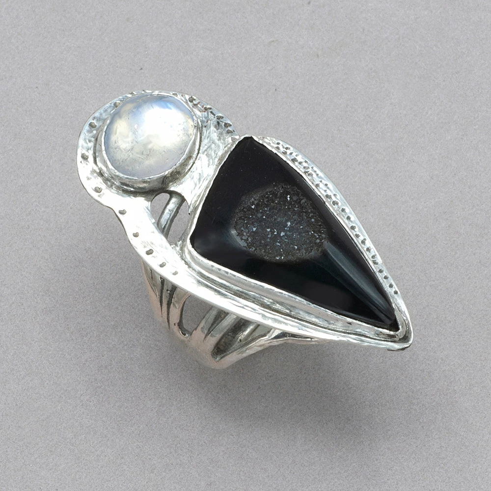 Jim Kelly Black Onyx Druzy And Moonstone Ring Rings 3 Jim Kelly Black Onyx Druzy And Moonstone Ring Rings