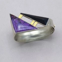 Rainbow Bridge Jewelers Bracelets Sugilite, Black Onyx 18K Gold And Sterling Bracelet
