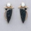 Rainbow Bridge Jewelers Pearl And Black Druzy Gold And Silver Earrings