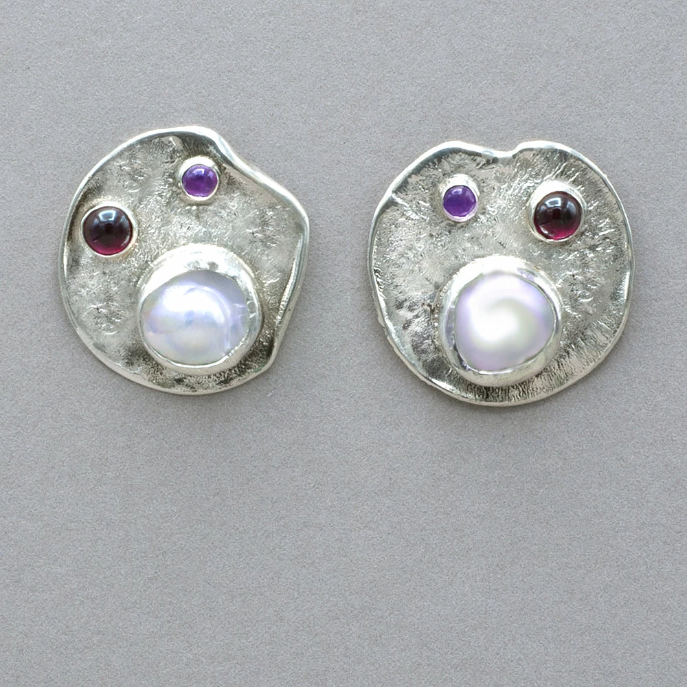 Rainbow Bridge Jewelers Blister Pearl, Garnet And Amethyst Earrings 3 Rainbow Bridge Jewelers Blister Pearl, Garnet And Amethyst Earrings