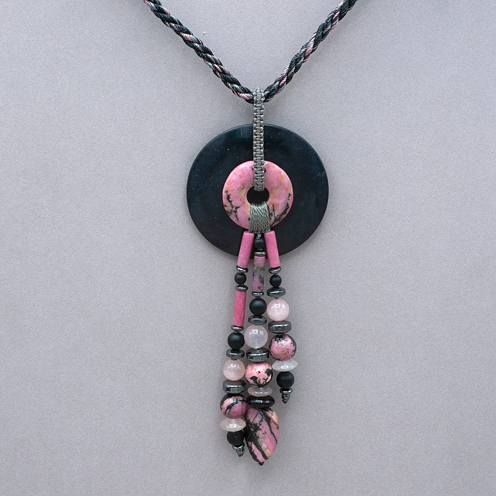 Rainbow Bridge Jewelers Rhodonite And Shungite Rope Necklace Necklaces 3 Rainbow Bridge Jewelers Rhodonite And Shungite Rope Necklace Necklaces