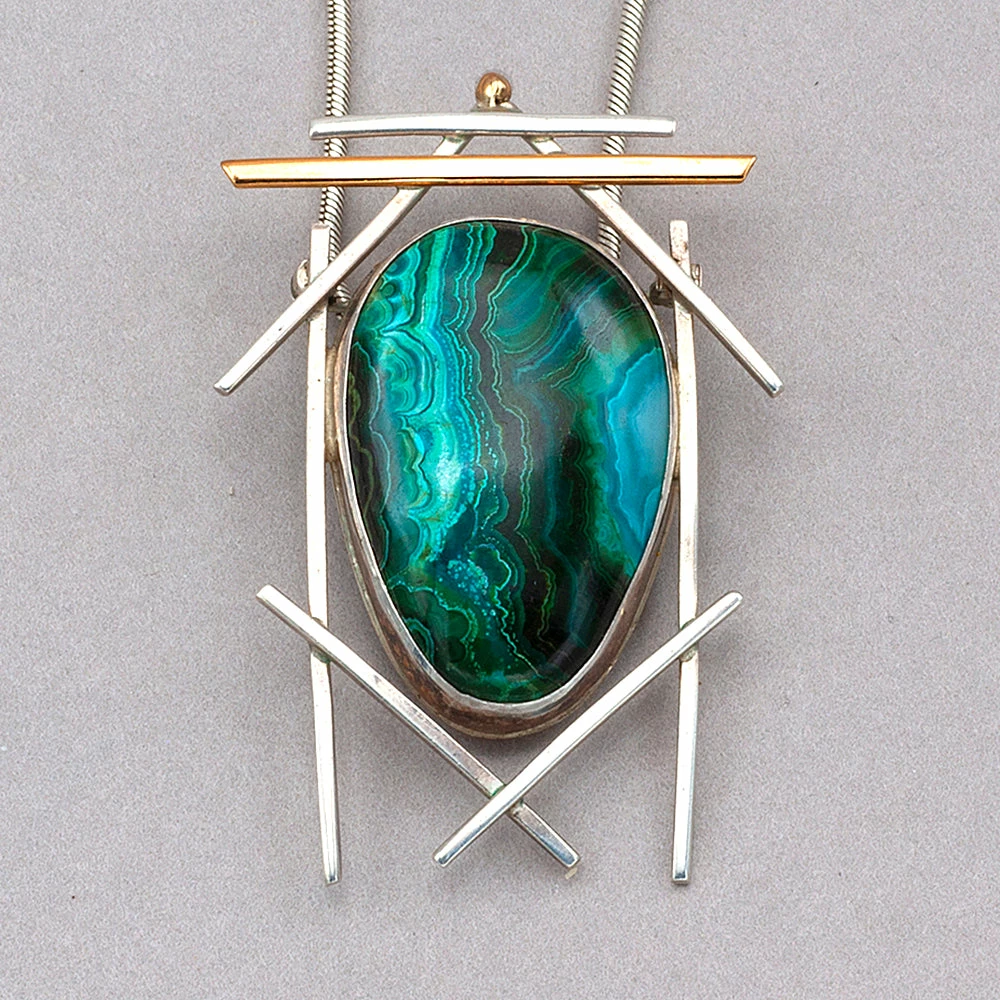 Rainbow Bridge Jewelers Chrysocolla Silver And Gold Pendant 3 Rainbow Bridge Jewelers Chrysocolla Silver And Gold Pendant