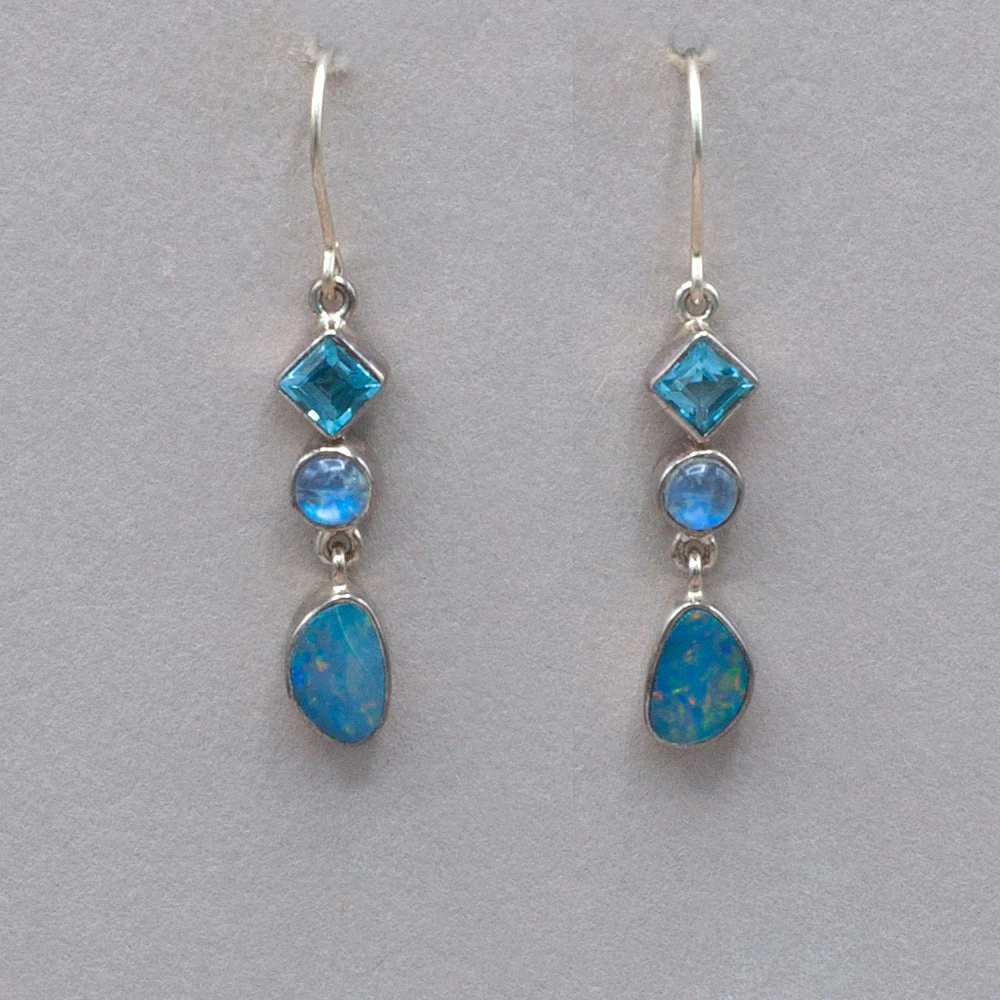 Mystical Madness Blue Topaz, Moonstone And Opal Earrings 3 Mystical Madness Blue Topaz, Moonstone And Opal Earrings