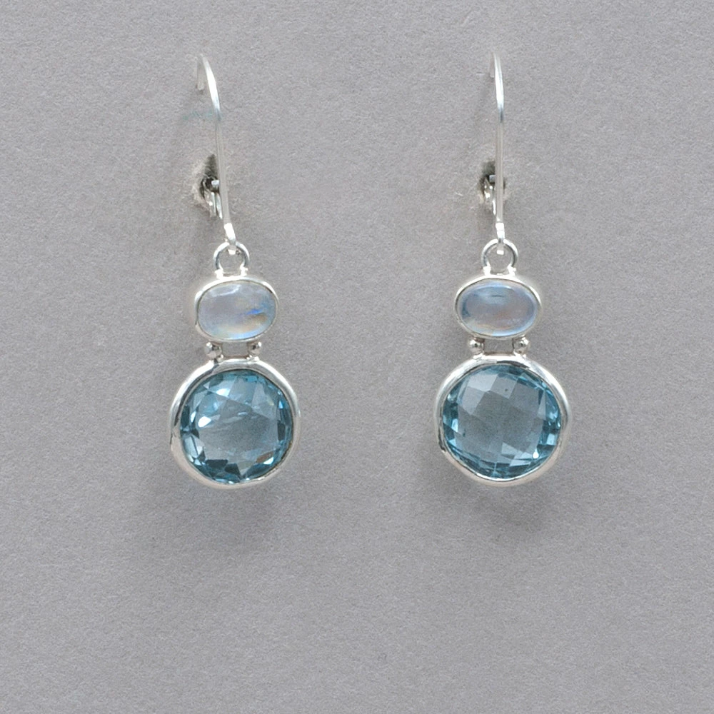 Mystical Madness Rainbow Moonstone And Blue Topaz Earrings 3 Mystical Madness Rainbow Moonstone And Blue Topaz Earrings