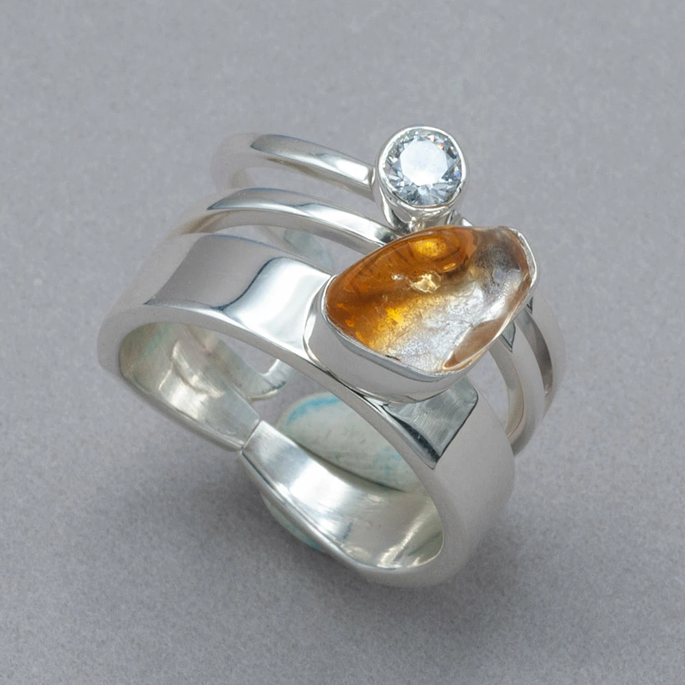 Lilly Barrack Citrine Quartz And CZ Ring Rings 3 Lilly Barrack Citrine Quartz And CZ Ring Rings