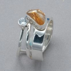 Lilly Barrack Citrine Quartz And CZ Ring Rings