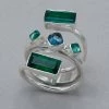 Lilly Barrack Emerald Green Quartz And London Blue Topaz Sterling Silver Ring