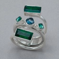 Lilly Barrack Emerald Green Quartz And London Blue Topaz Sterling Silver Ring