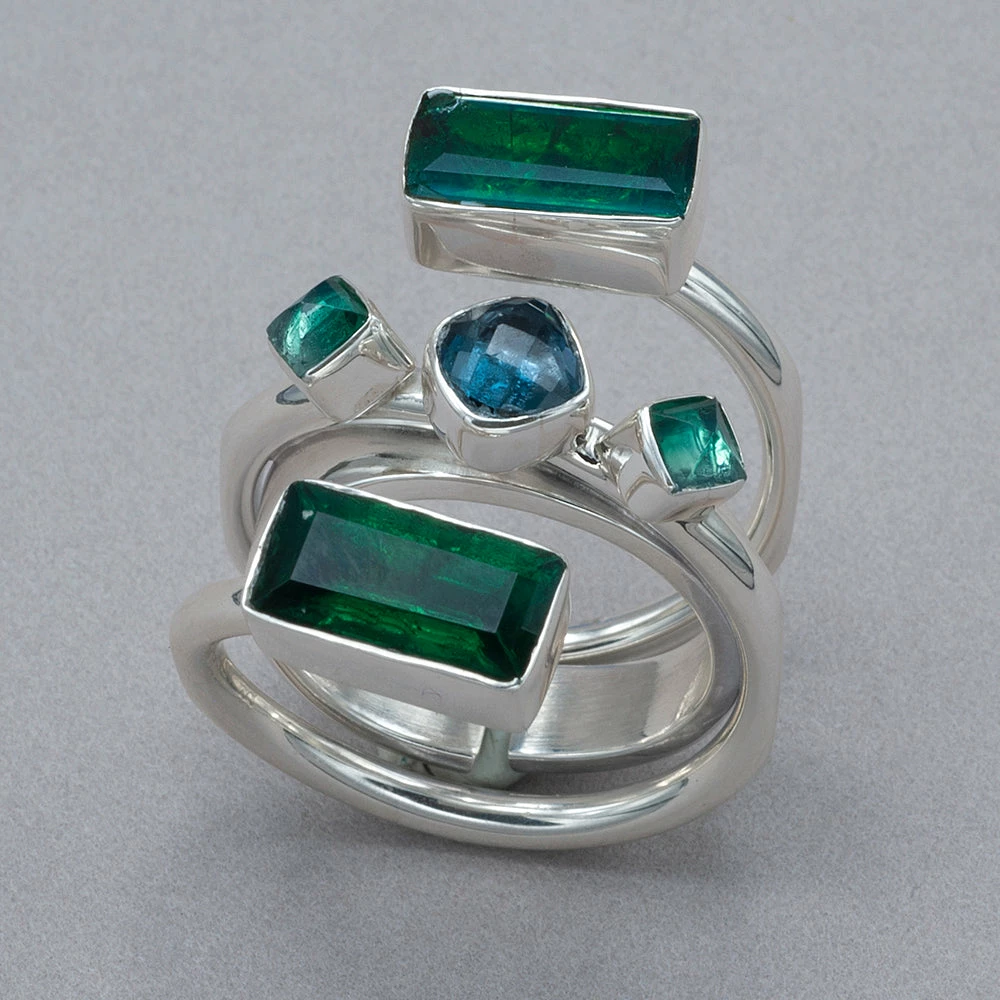Lilly Barrack Emerald Green Quartz And London Blue Topaz Sterling Silver Ring 3 Lilly Barrack Emerald Green Quartz And London Blue Topaz Sterling Silver Ring
