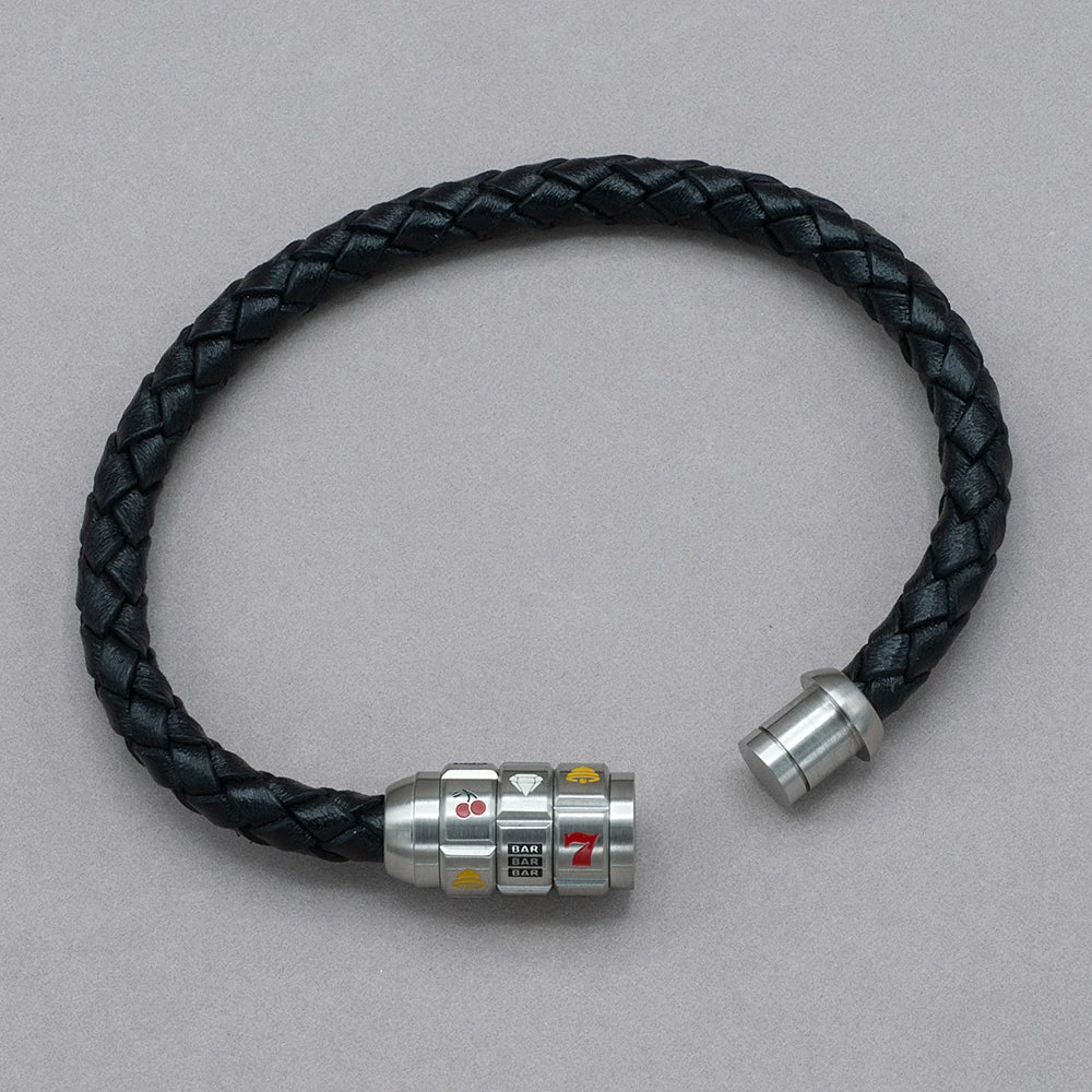 Italgem Steel Bracelets Italgem Jackpot Slot Black Leather Bracelet 4 Italgem Steel Bracelets Italgem Jackpot Slot Black Leather Bracelet