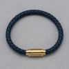 Italgem Steel Bracelets Italgem Gold IP Stainless Steel Blue Leather Bracelet