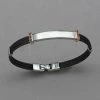 Italgem Steel Italgem 18k Rose Gold And Black Diamond Stainless Steel Cable Bracelet Bracelets
