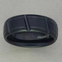 Italgem Steel Italgem Black Stainless Steel Ring Rings