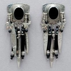 Tabra Vintage Onyx Sterling Silver Earrings