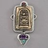 Tabra Bronze Buddha, Garnet, Amethyst, And Paua Shell Neck Charm