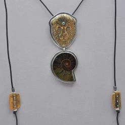 Tabra Lion And Ammonite Cord Necklace