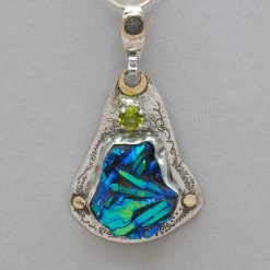 Jim Kelly Titanium Treated Quartz And Peridot With Gold Pendant